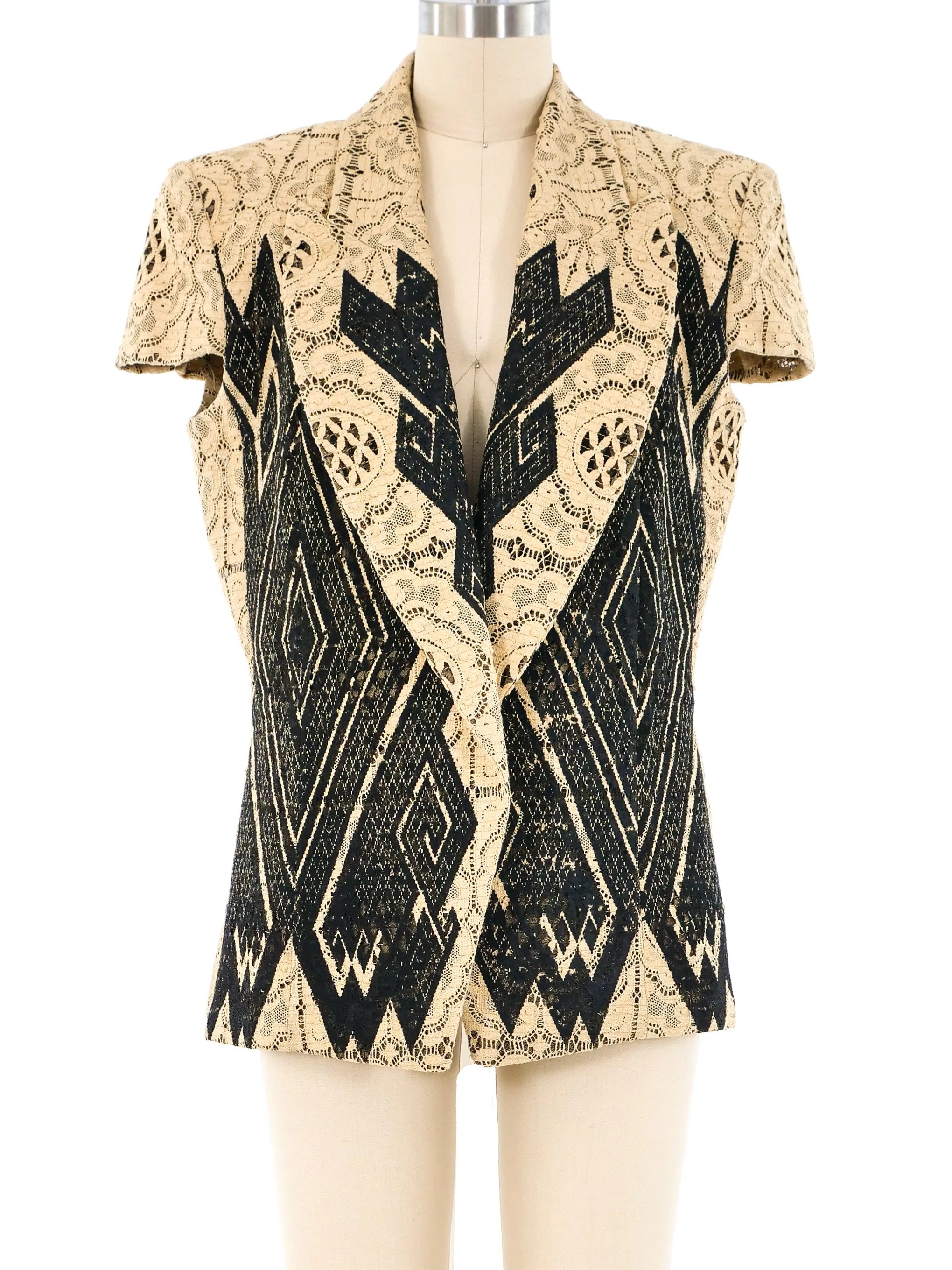 Gianfranco Ferre Cap Sleeve Lace Jacket