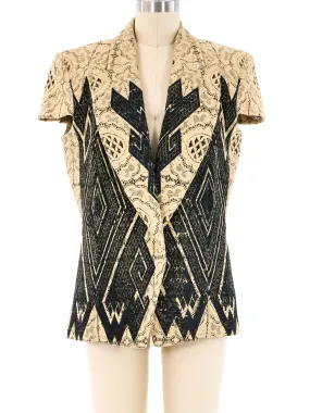 Gianfranco Ferre Cap Sleeve Lace Jacket