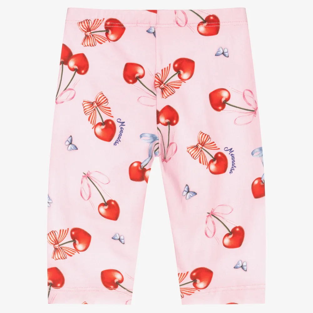 Girls Pink Cherry Leggings