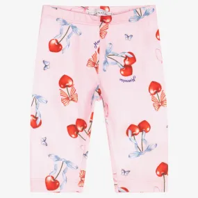 Girls Pink Cherry Leggings