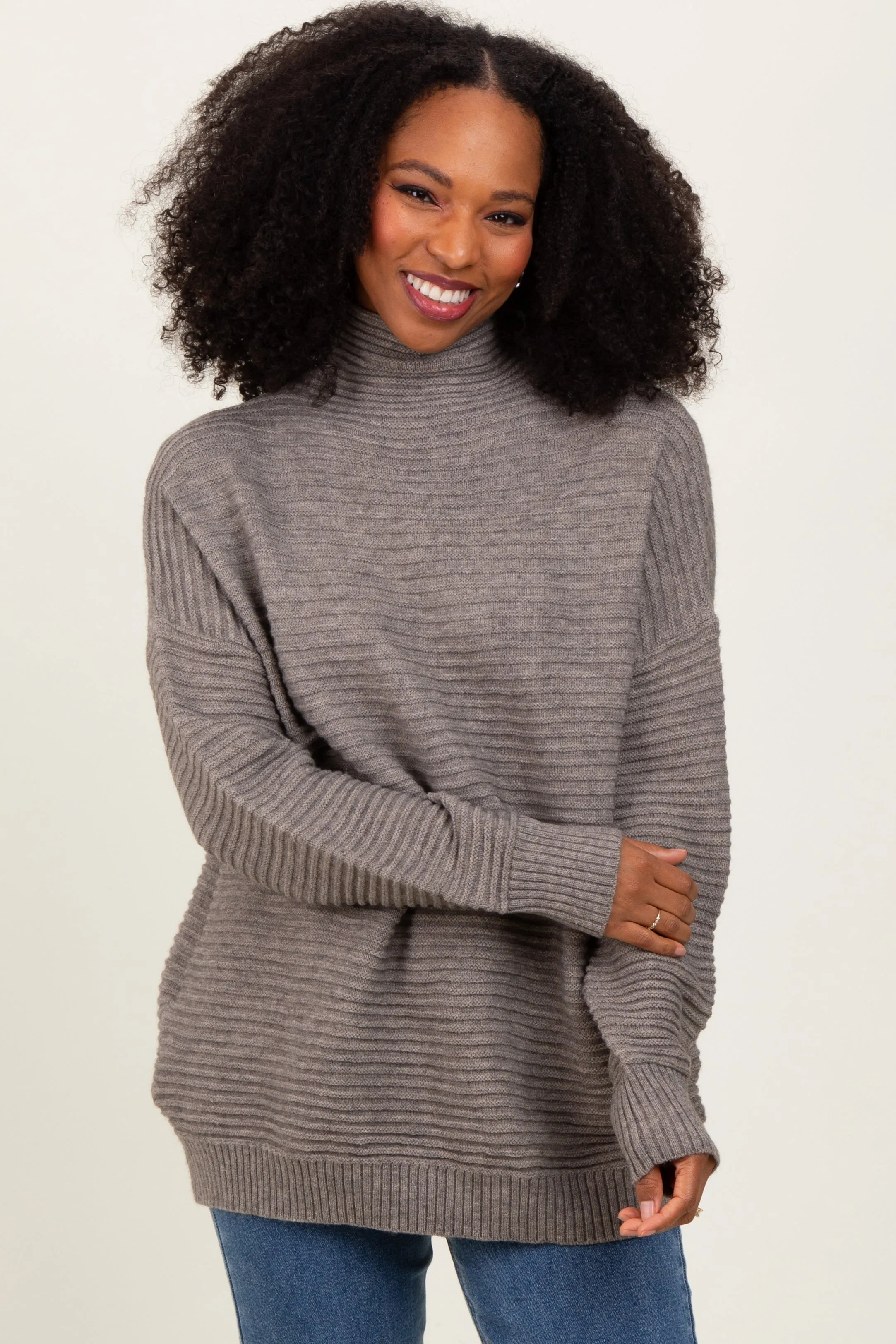 Grey Turtleneck Sweater