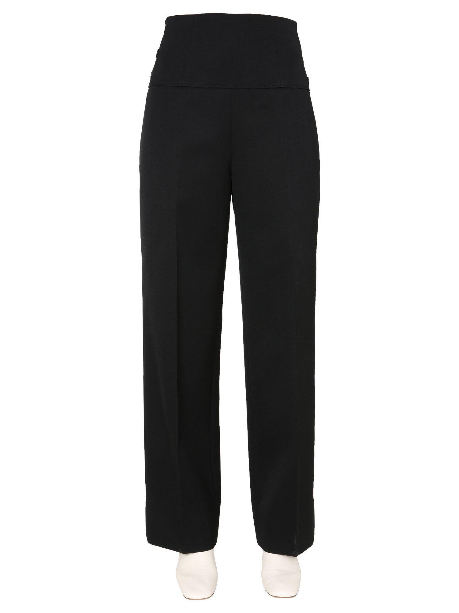 JIL SANDER    TAILORED WOOL TROUSERS WITH WIDE LEG AND BUTTONS