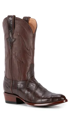 JRC & Sons Men's Clayton Giant Alligator Round Toe Exotic Cowboy Boot in Chocolate Brown