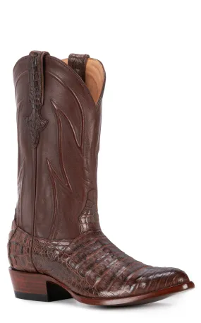 JRC & Sons Men's Weldon Caiman Belly Round Toe Exotic Cowboy Boot in Cigar