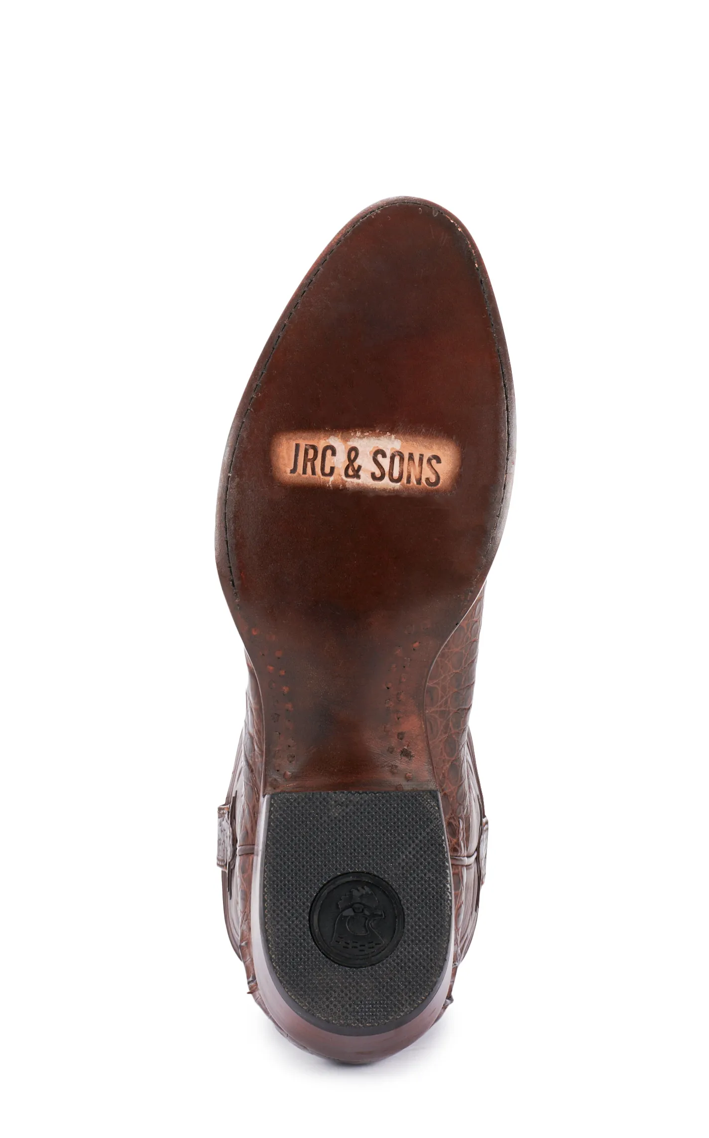 JRC & Sons Men's Weldon Caiman Belly Round Toe Exotic Cowboy Boot in Cigar