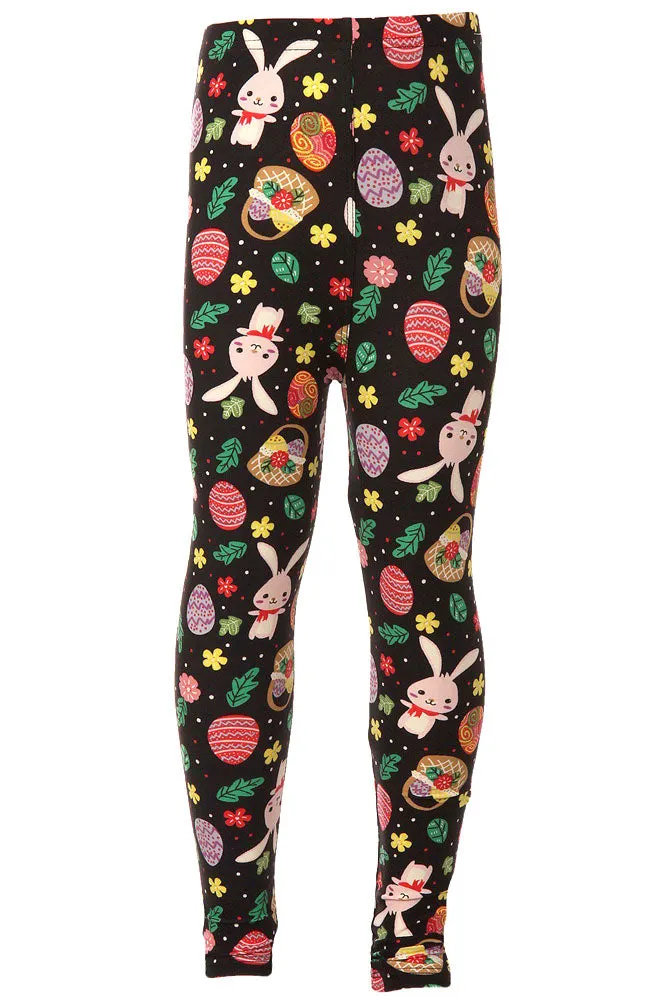 Kid's Cute Bunny & Easter Egg Pattern Printed Leggings