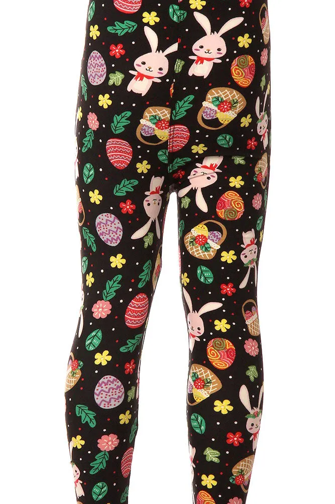 Kid's Cute Bunny & Easter Egg Pattern Printed Leggings