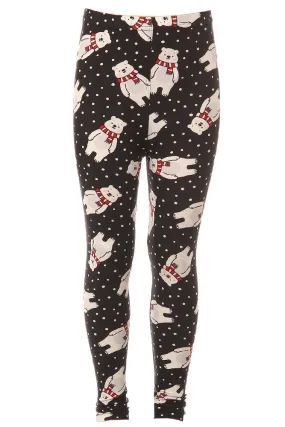 Kid's Polar Bear Snow Pattern Printed Leggings