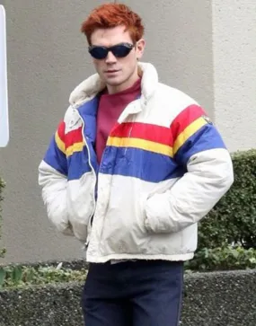 KJ Apa Tricolor Puffer Jacket | Men's Tricolor Puffer Jacket | Ujackets.com