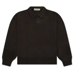 Knit L/S Polo - Off Black