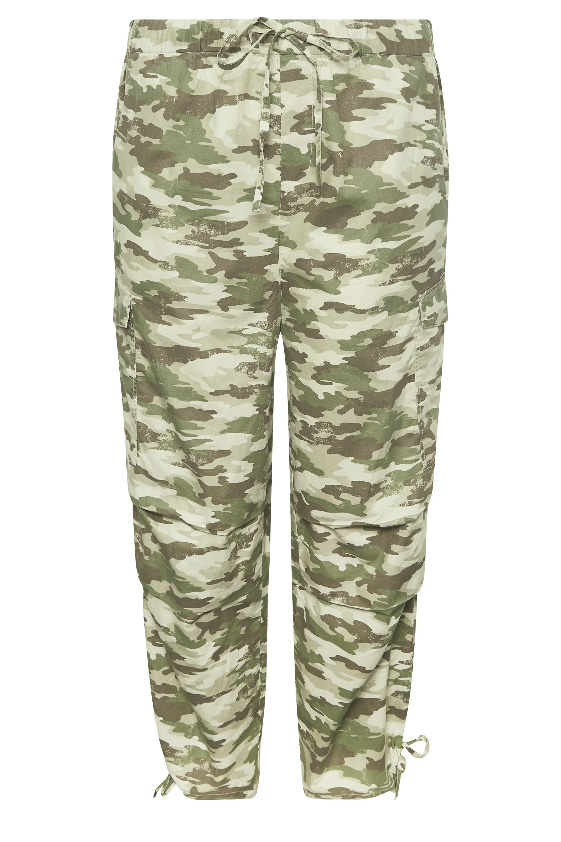 LIMITED COLLECTION Curve Green Camo Print Cargo Parachute Trousers