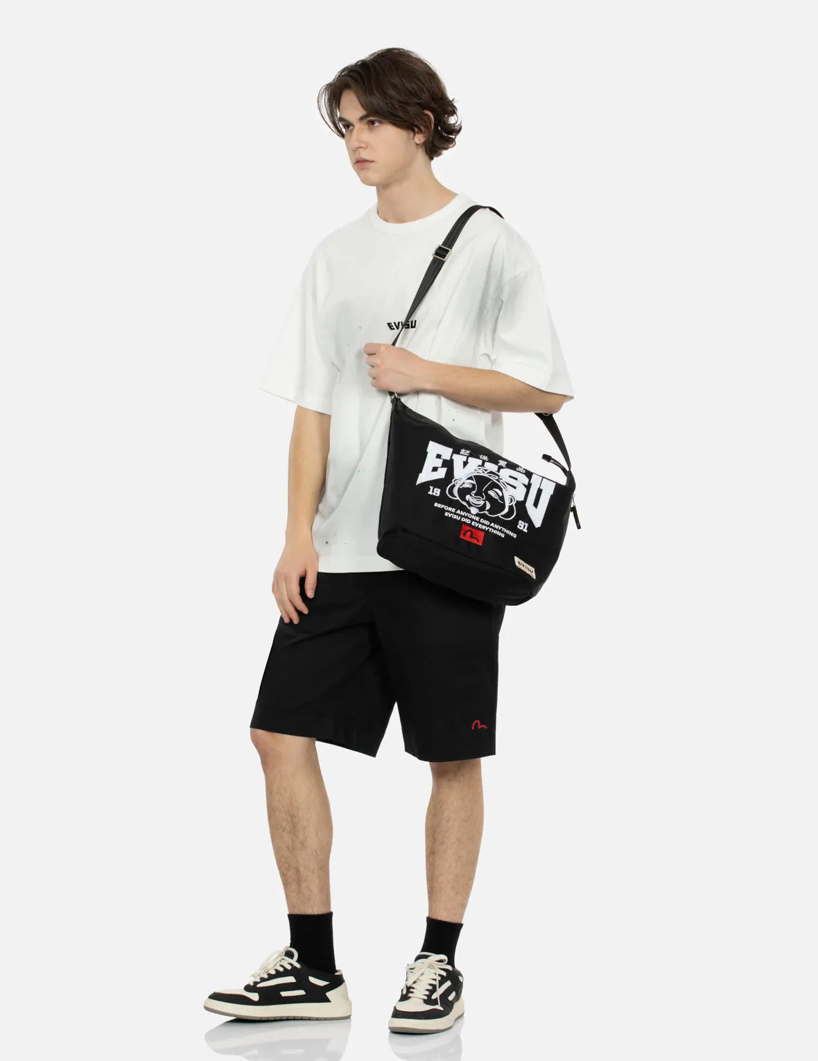 Logo and Godhead Embroidery Regular Fit Shoulder Bag