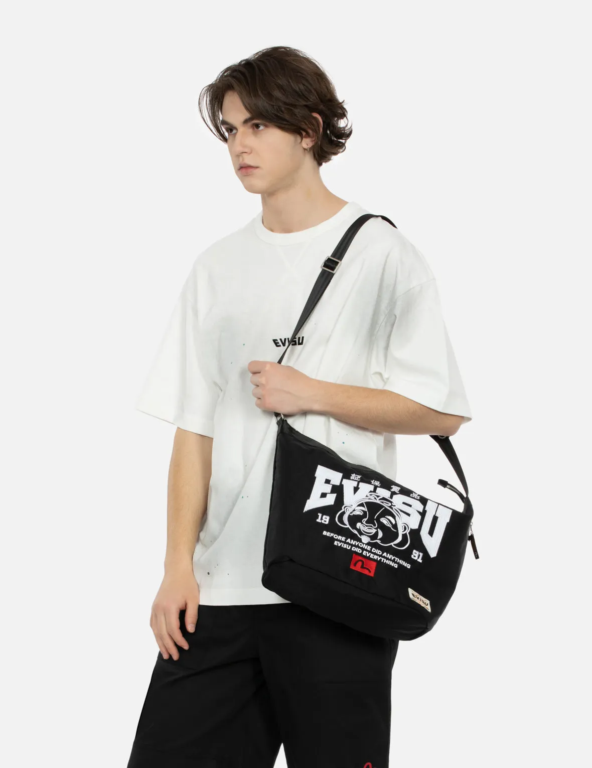 Logo and Godhead Embroidery Regular Fit Shoulder Bag