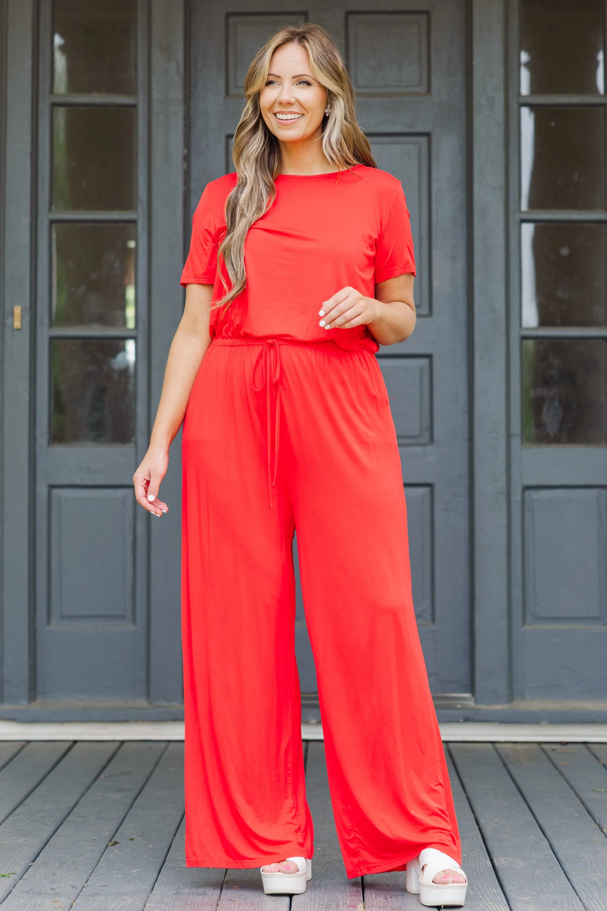 Louder Than Words Jumpsuit, Red