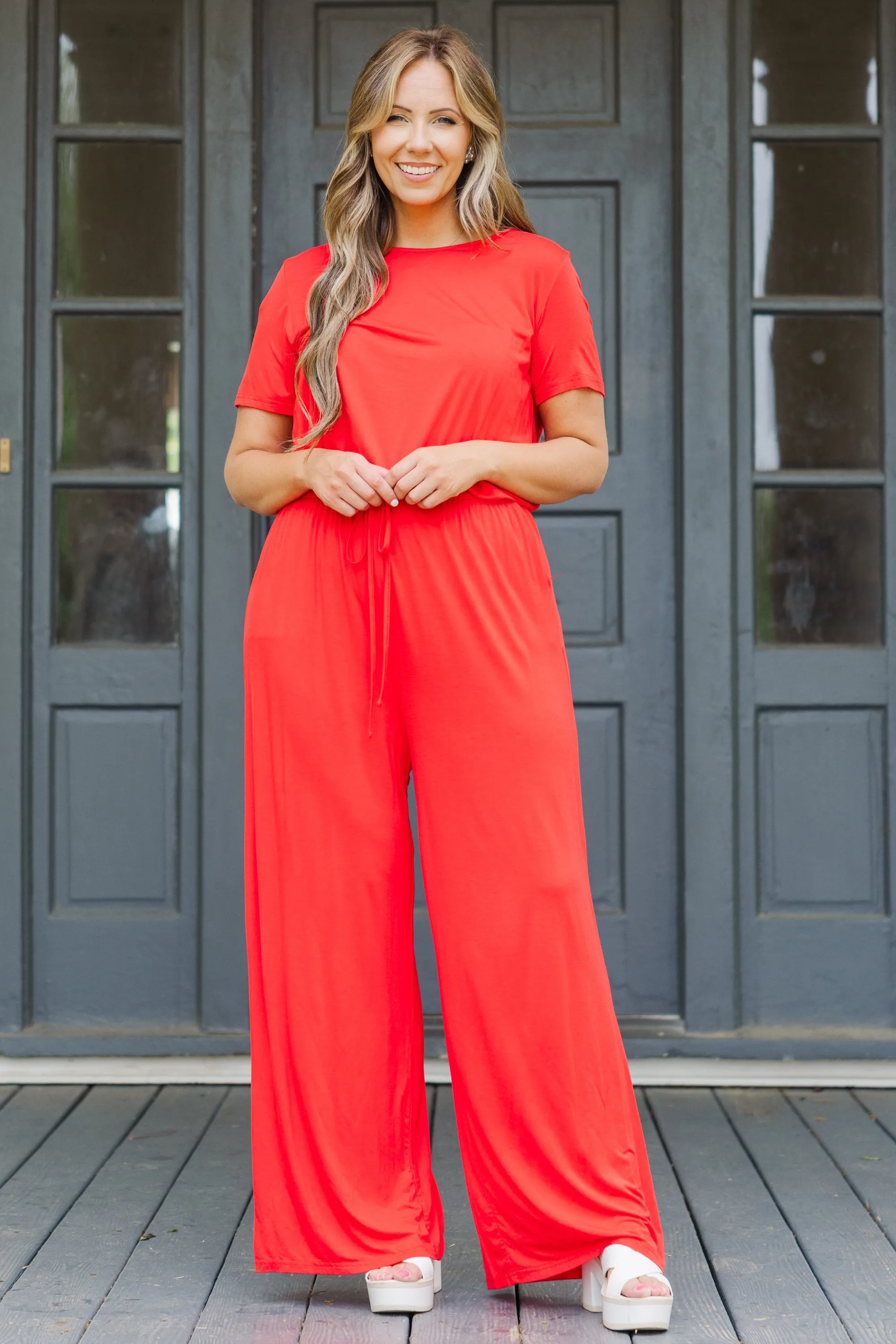 Louder Than Words Jumpsuit, Red