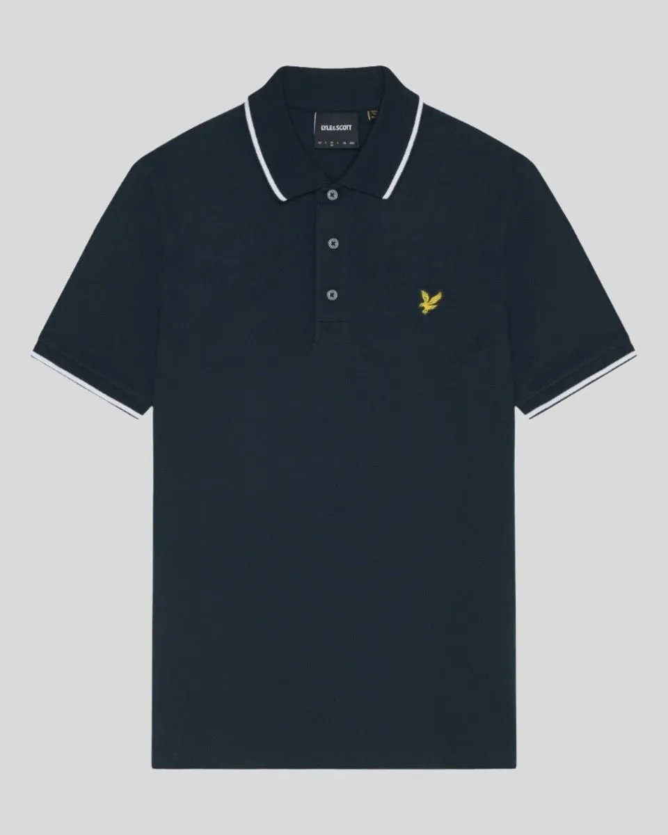 Lyle & Scott Tipped Short Sleeve Polo Shirt Dark Navy/W