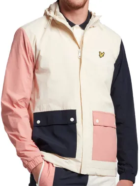 Lyle and Scott Mens Colour Block Hooded Jacket Off White