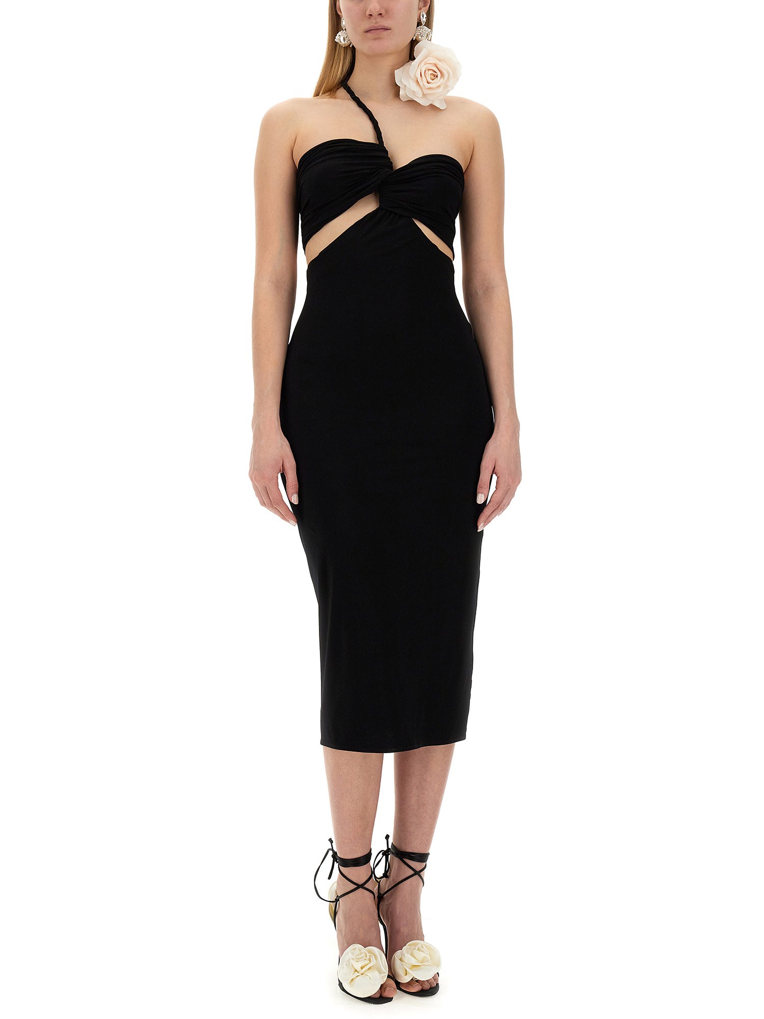 MAGDA BUTRYM    MIDI DRESS WITH FLOWER NECKLINE