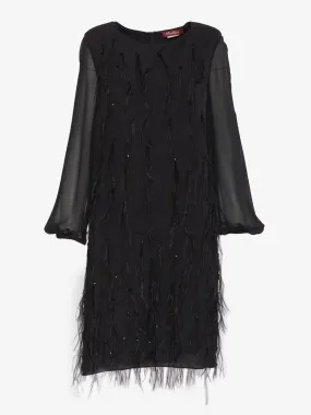 Max Mara black dress with feathers