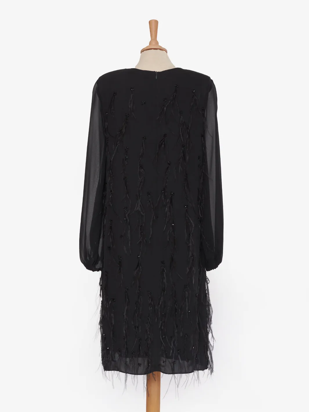 Max Mara black dress with feathers