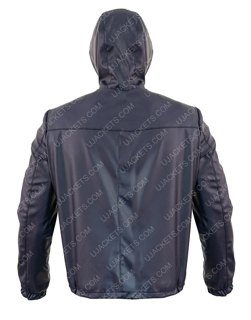 Men's Slimfit Blue Leather Jacket - Reversible Hooded Leather Jacket