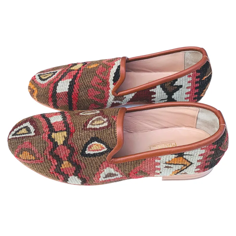 Men's Turkish Kilim Loafer Brown with Pattern