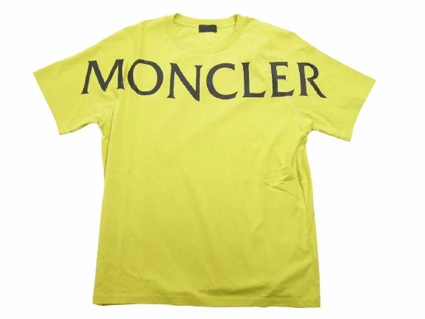 MONCLER  |Size M-XXL ◆MONCLER Big logo short sleeve T-shirt Yellow Men