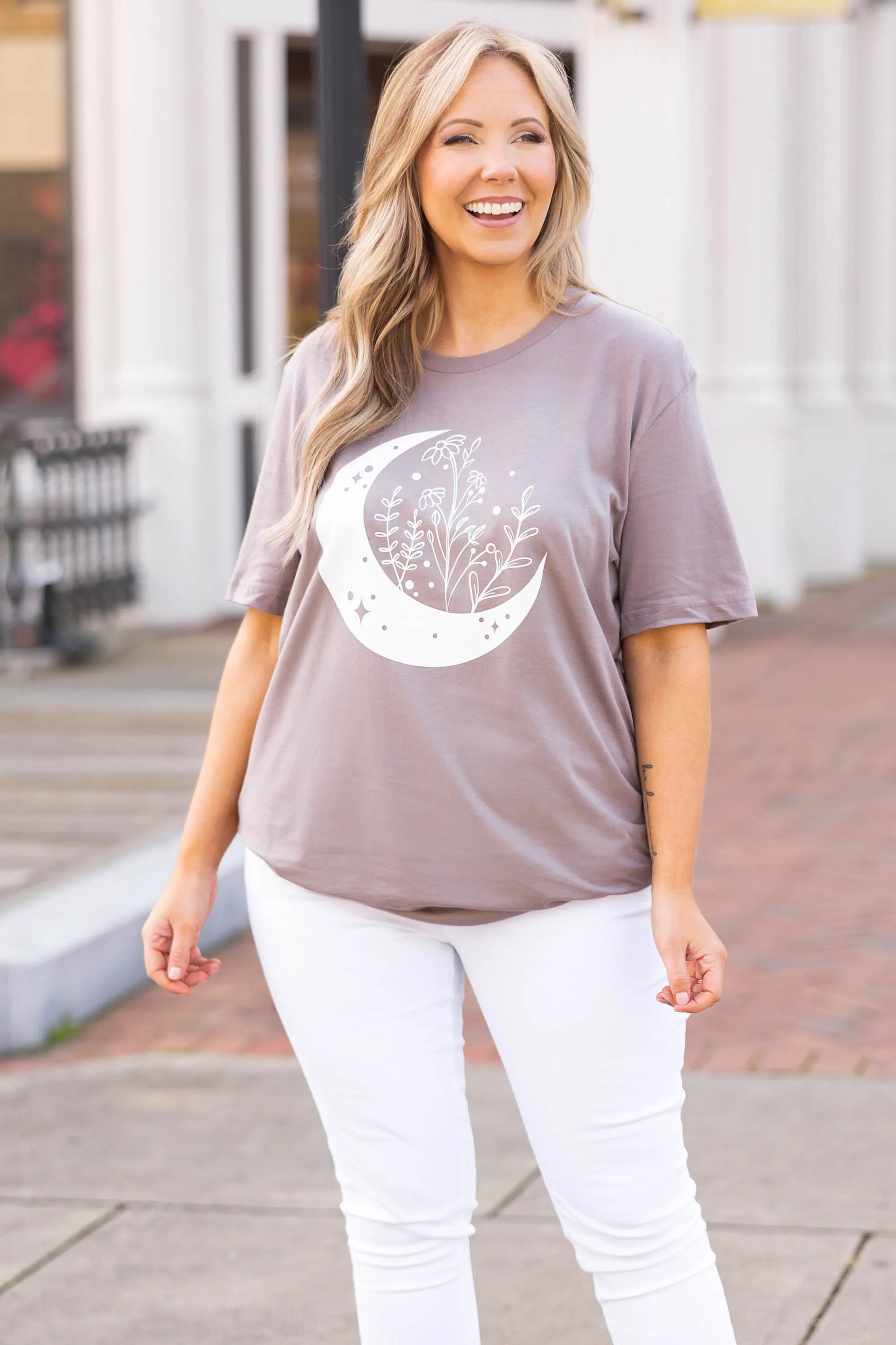 Moonlit Gardens Tee, Pebble Brown