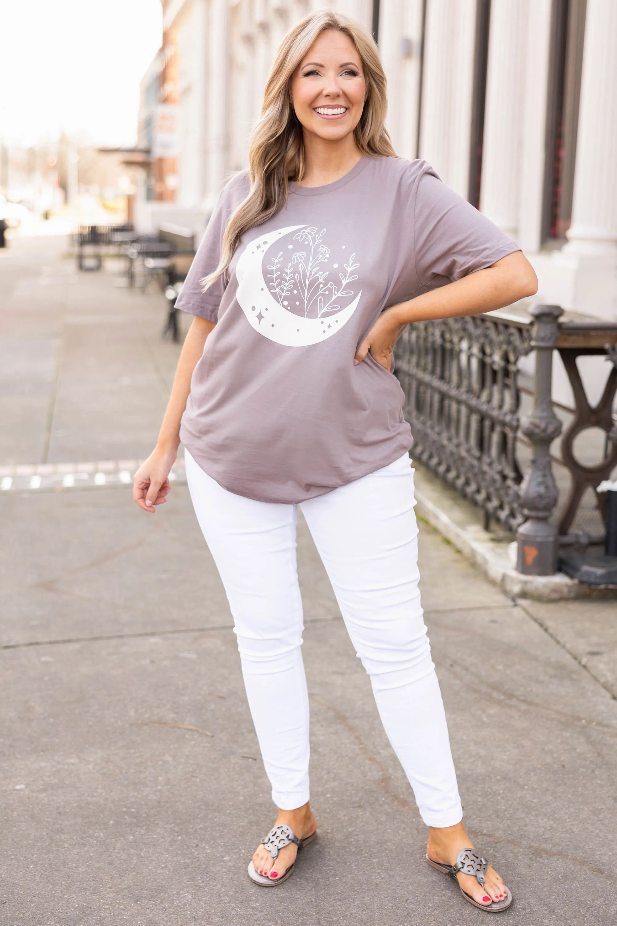 Moonlit Gardens Tee, Pebble Brown