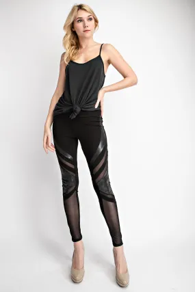   Multimedia Faux Leather Sheer Leggings