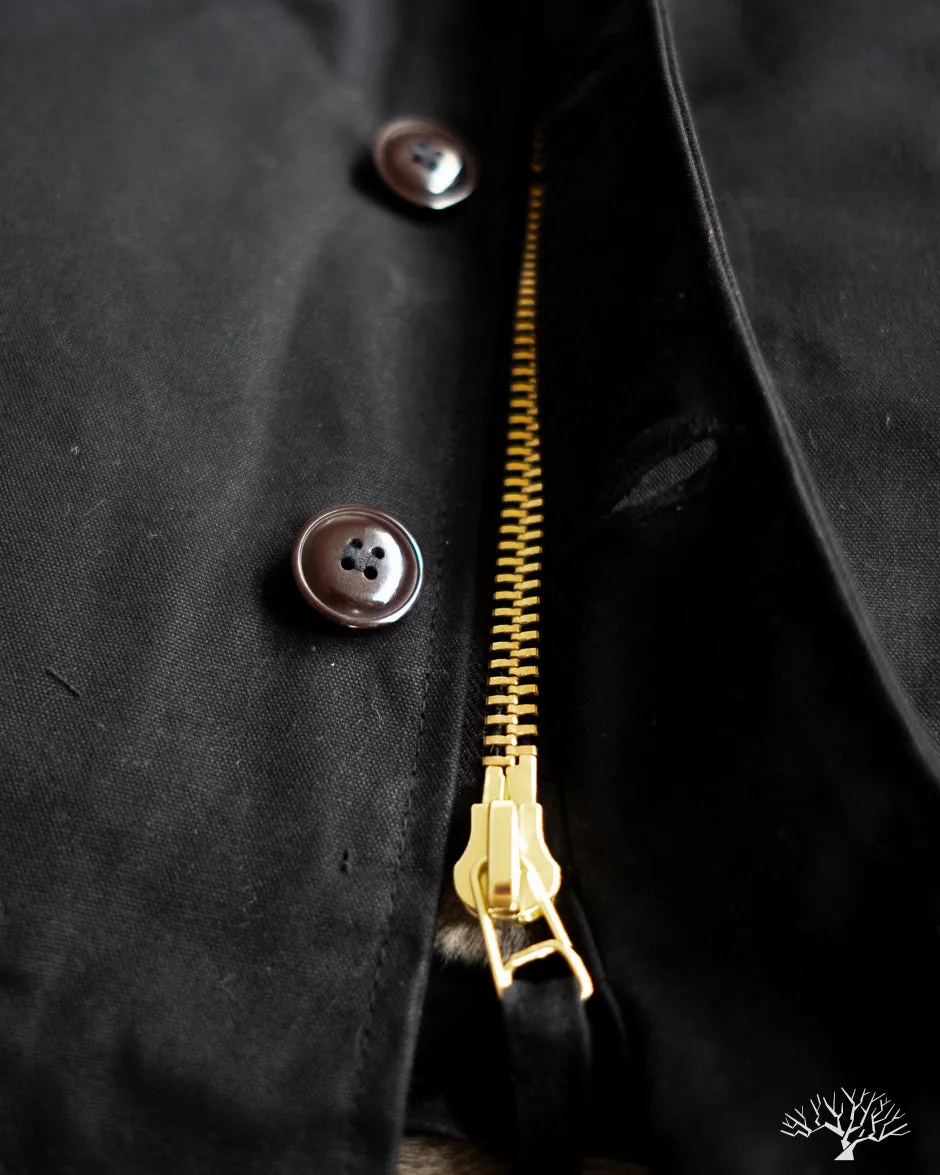 N-1 Deck Jacket - Black Waxed Canvas Kodiak Mouton