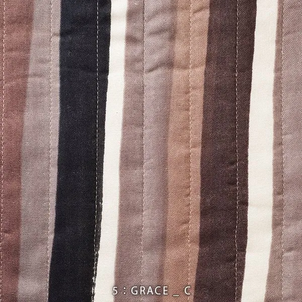 NANI IRO  Grace Quilted Organic Cotton Double Gauze Fabric  Brown & Grey