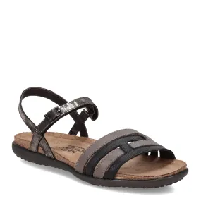 Naot Womens Lucy Flat Strappy Sandal- Black Gray Leather