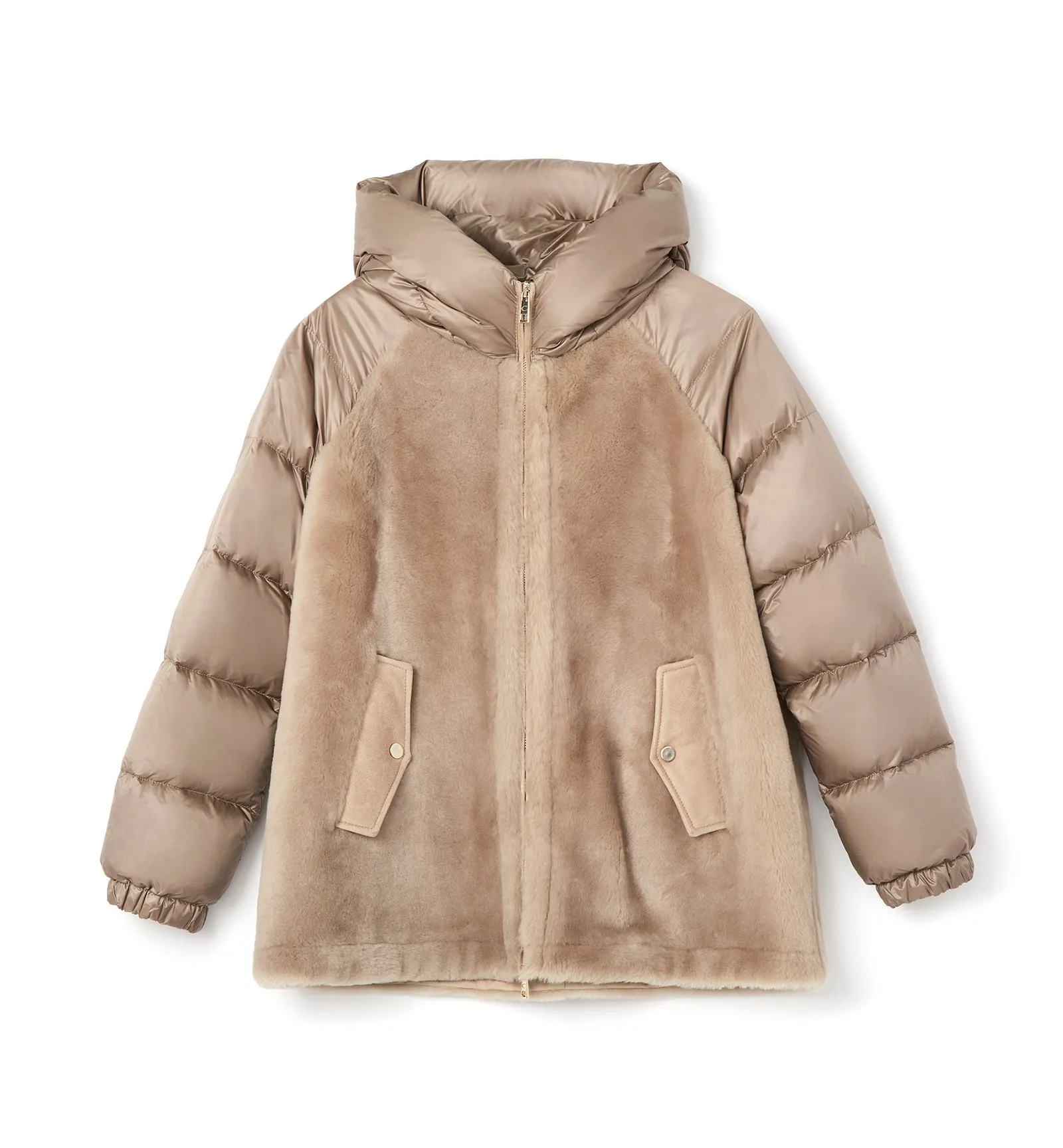 NAYLOR SHEARLING AND DOWN PUFFER COAT