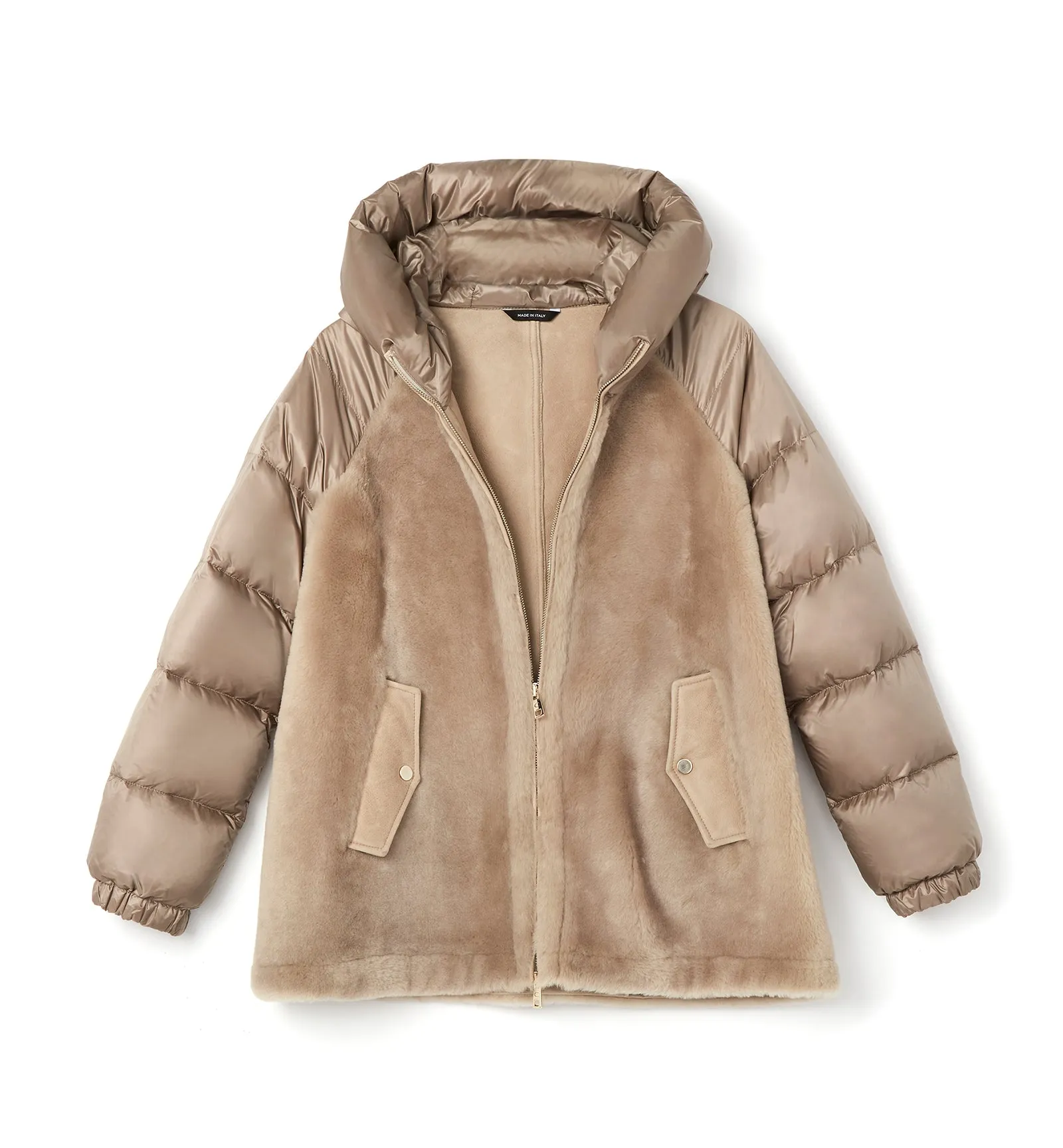 NAYLOR SHEARLING AND DOWN PUFFER COAT