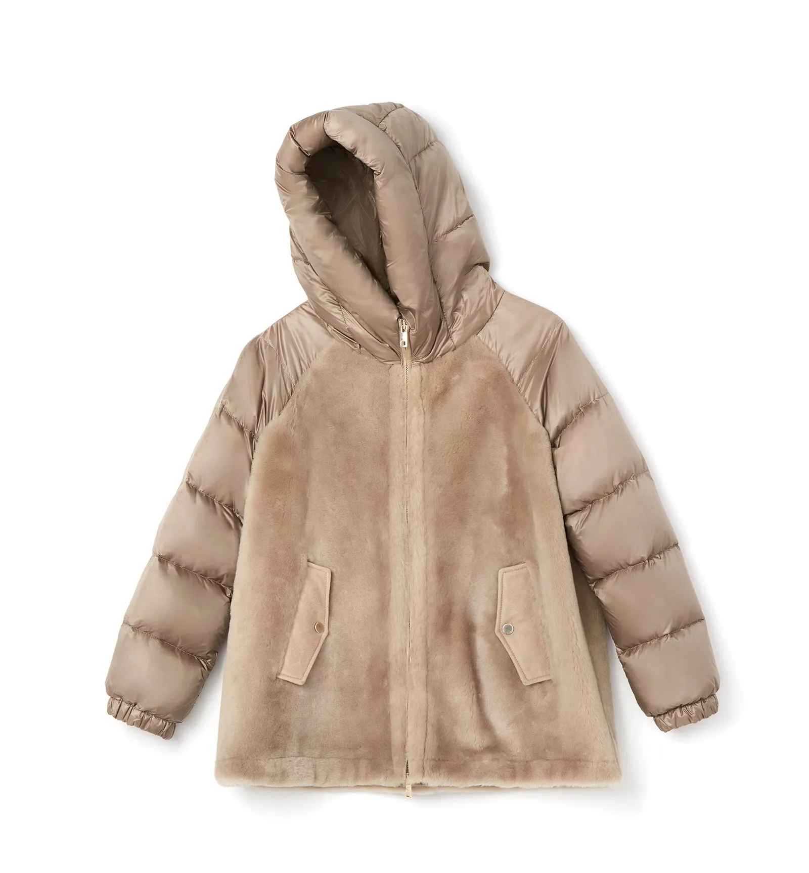 NAYLOR SHEARLING AND DOWN PUFFER COAT