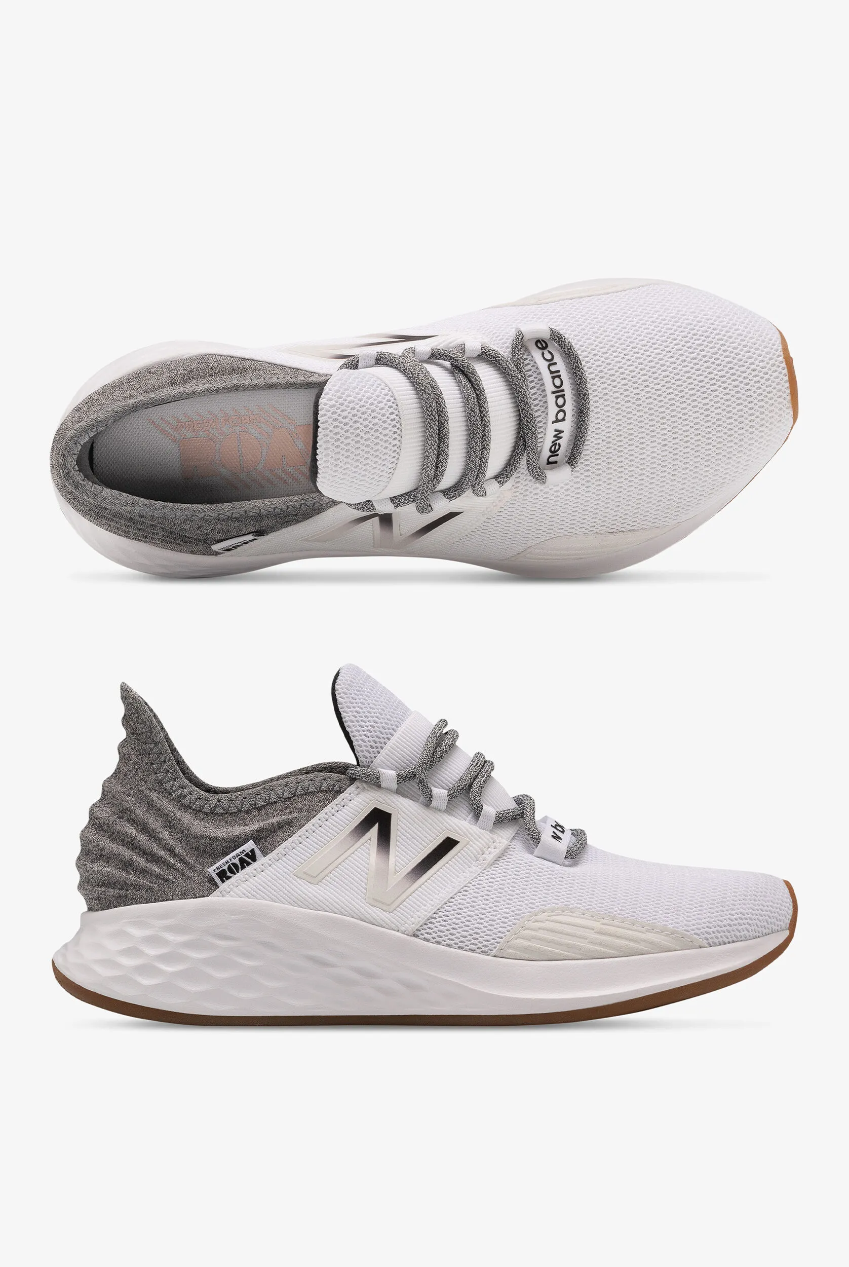 New Balance Women's Fresh Foam Roav White/Grey Athletic Lace Up Nursing Shoes