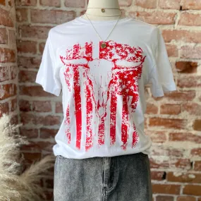 No Bull Graphic Print Tee White/Red