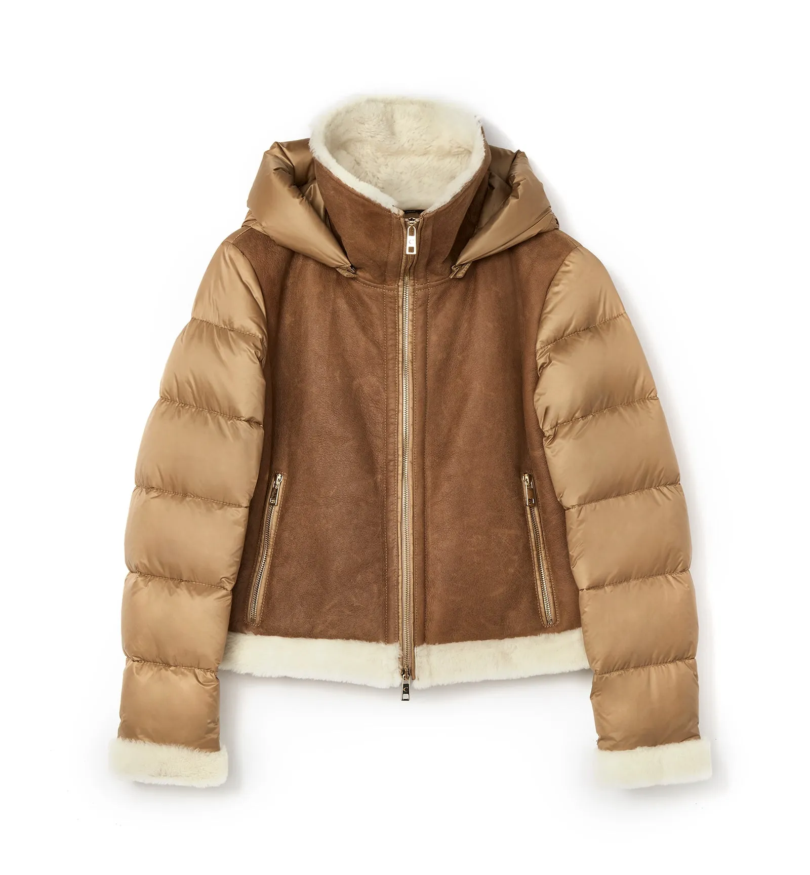 NOLYN SHEARLING AND DOWN PUFFER COAT