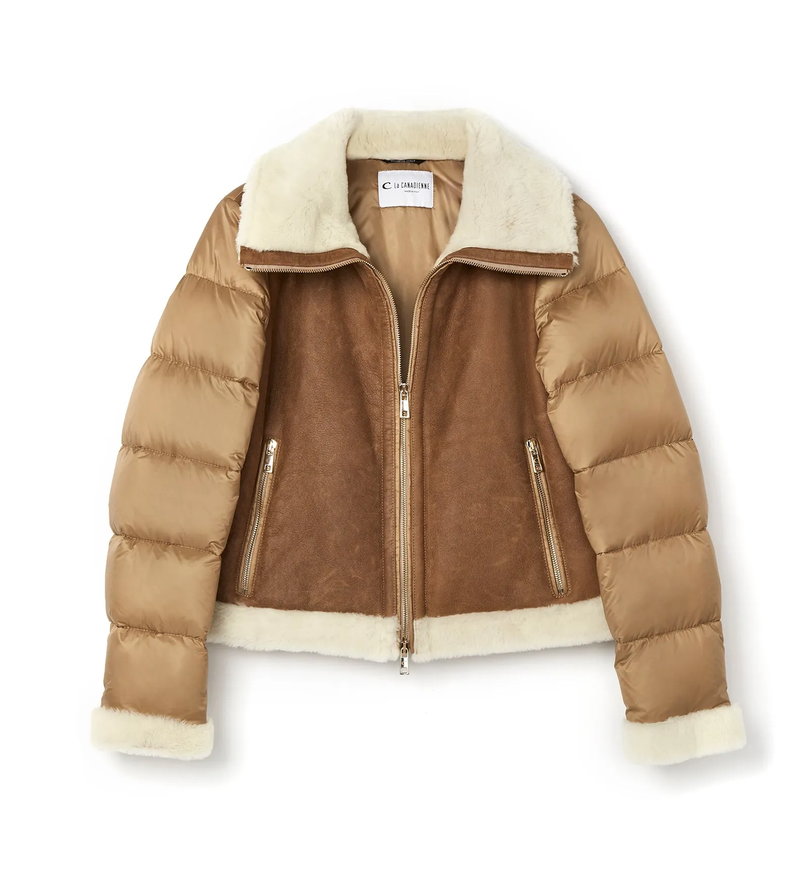 NOLYN SHEARLING AND DOWN PUFFER COAT