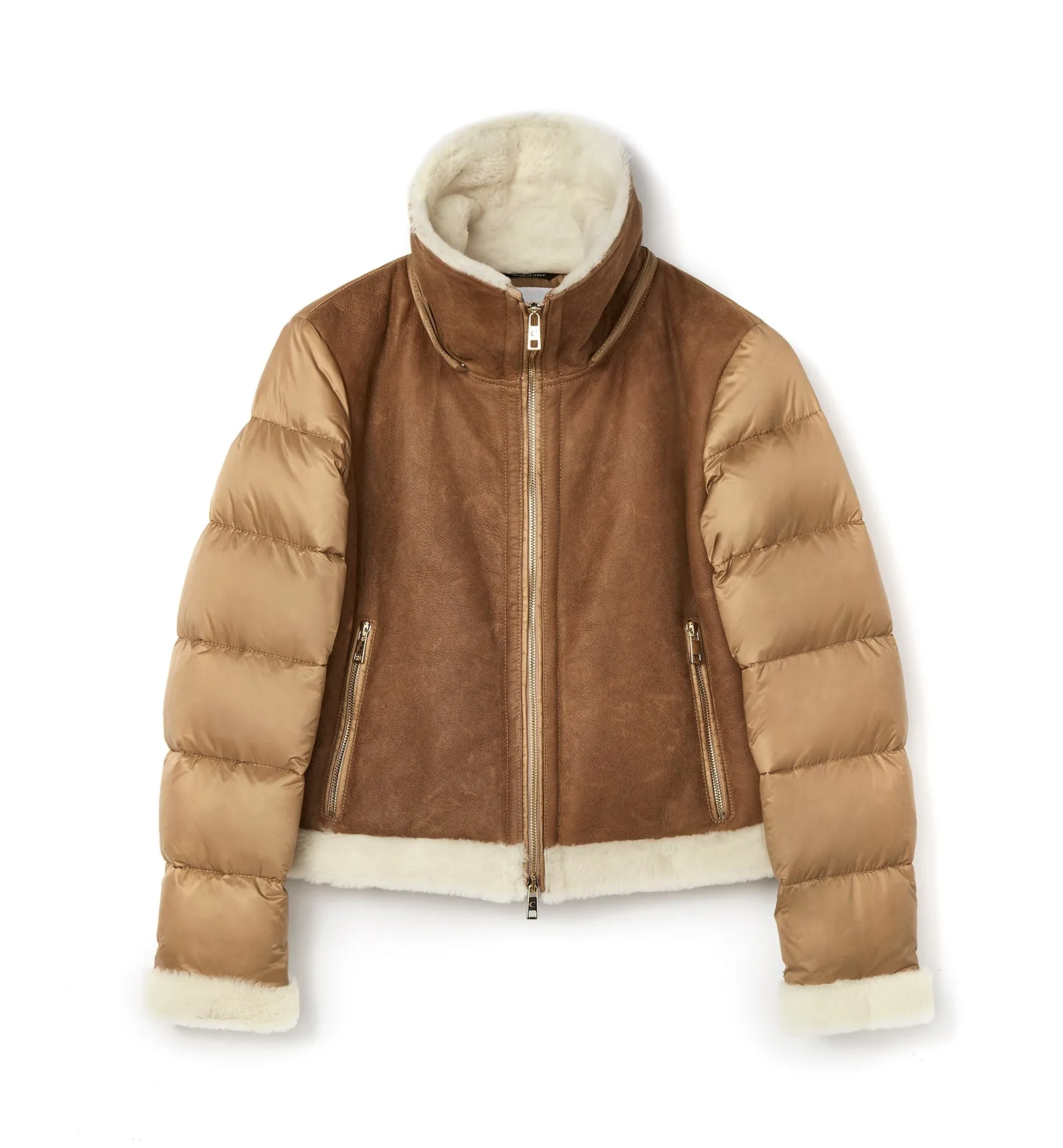 NOLYN SHEARLING AND DOWN PUFFER COAT