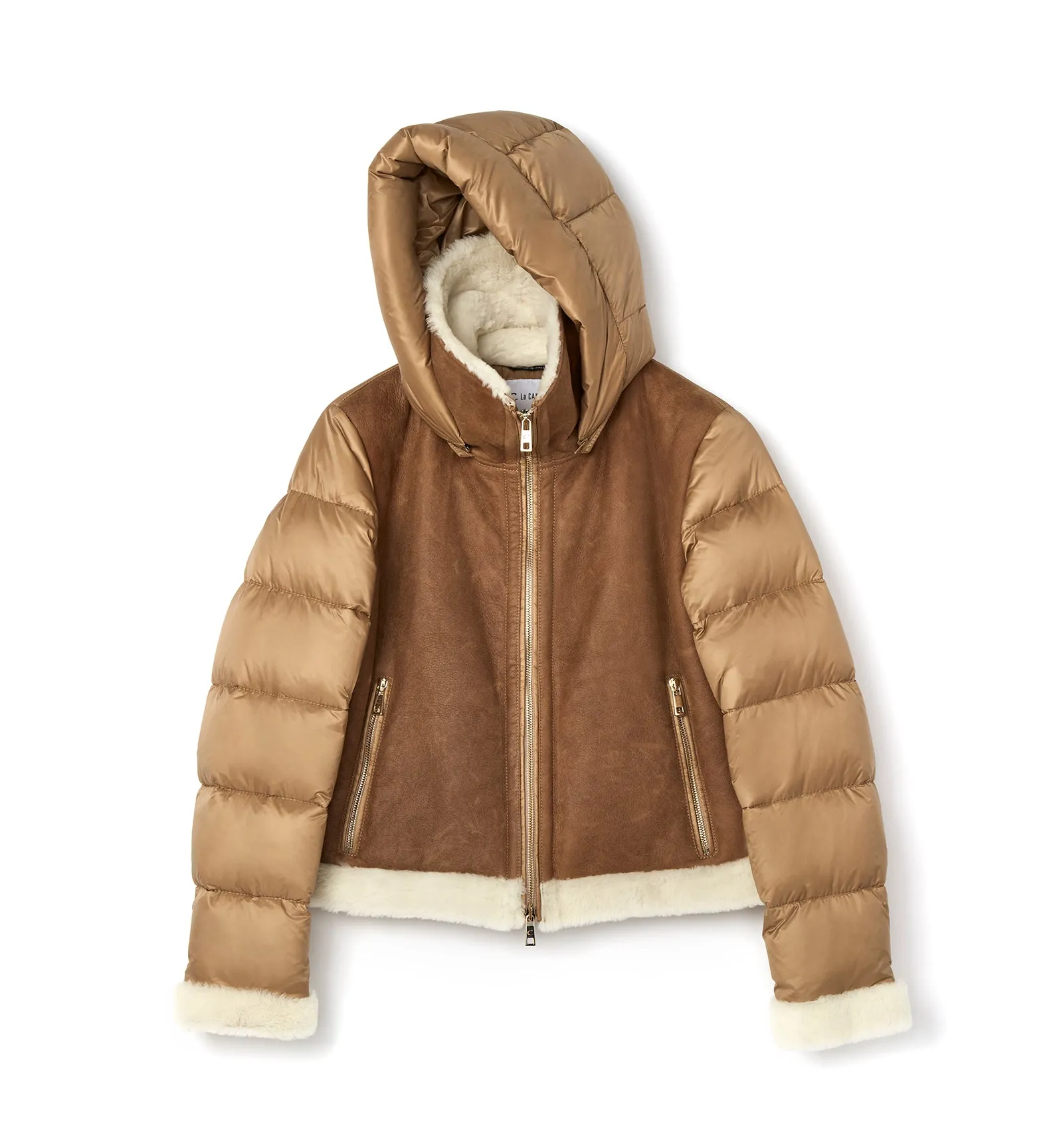 NOLYN SHEARLING AND DOWN PUFFER COAT