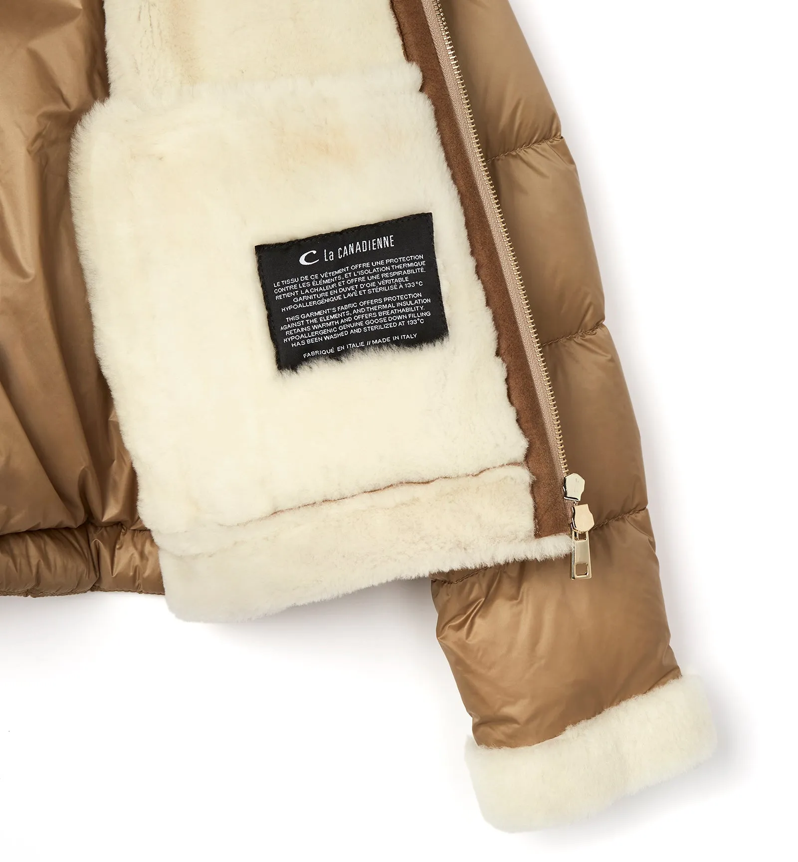 NOLYN SHEARLING AND DOWN PUFFER COAT