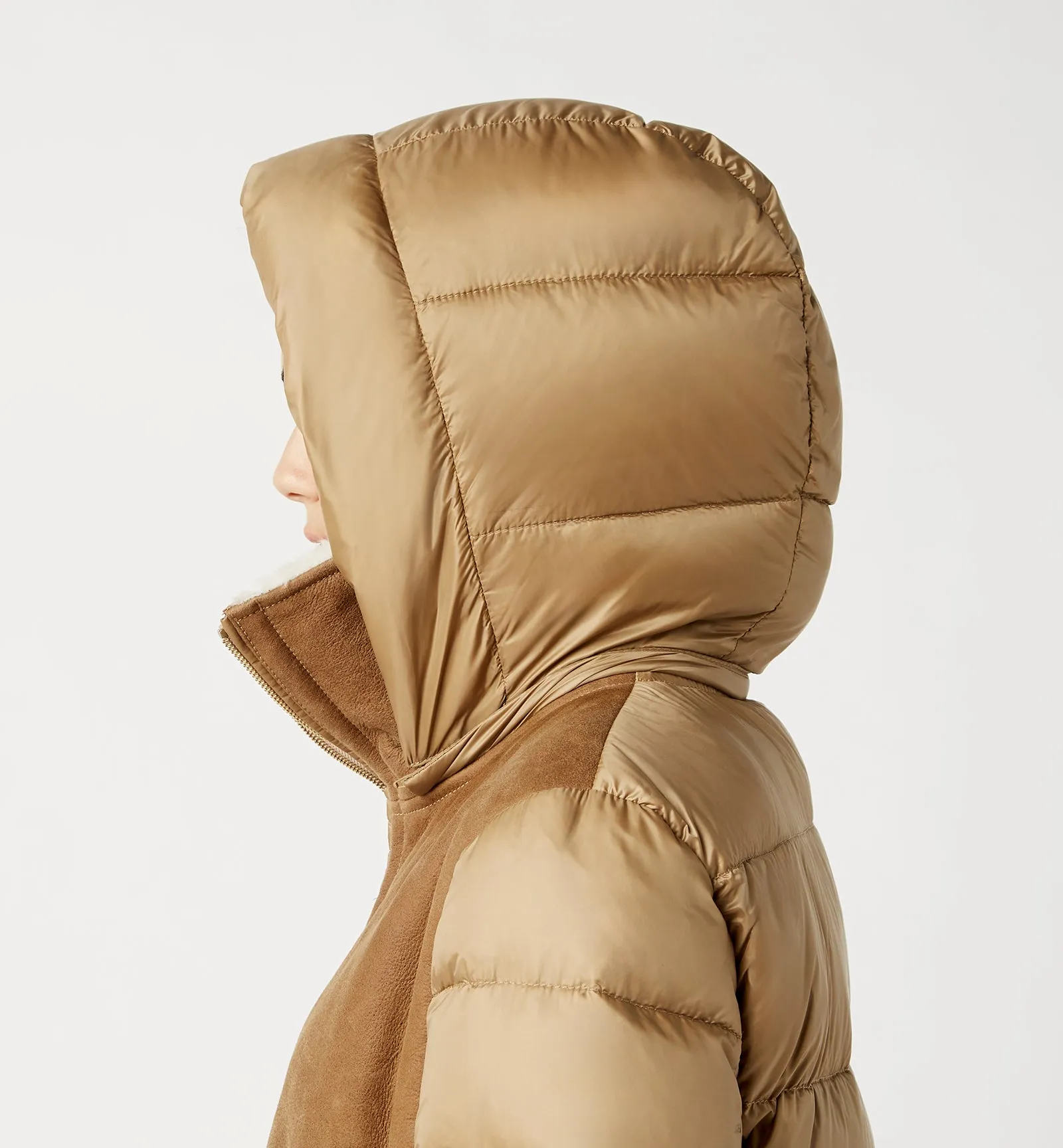 NOLYN SHEARLING AND DOWN PUFFER COAT