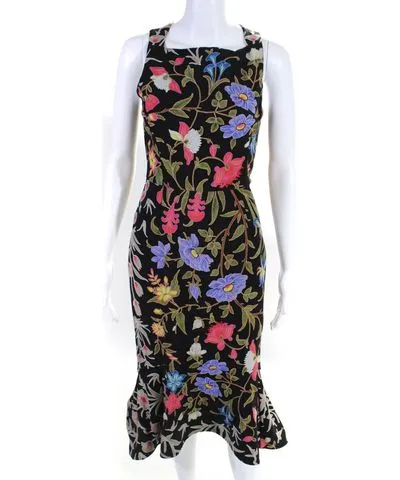 Peter Pilotto Womens Kia Floral Frill Dress Multicolored