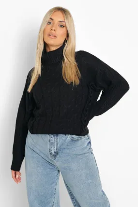 Plus Lace Up Detail Turtleneck Sweater