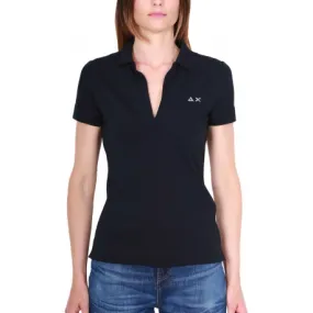 POLO DONNA MANICHE CORTE IN PIQUET STRETCH, NERO