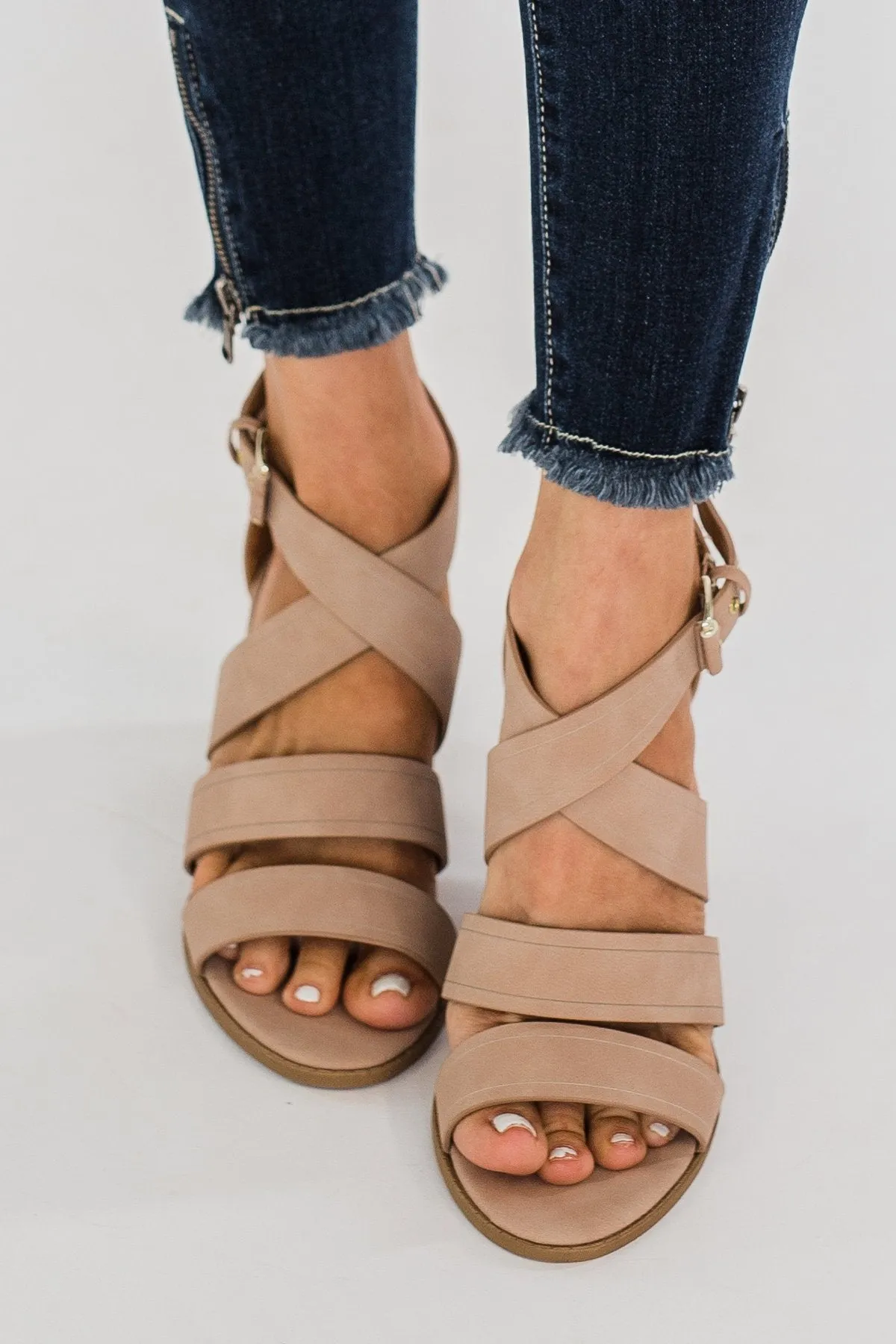 Qupid Strappy Heels- Blush