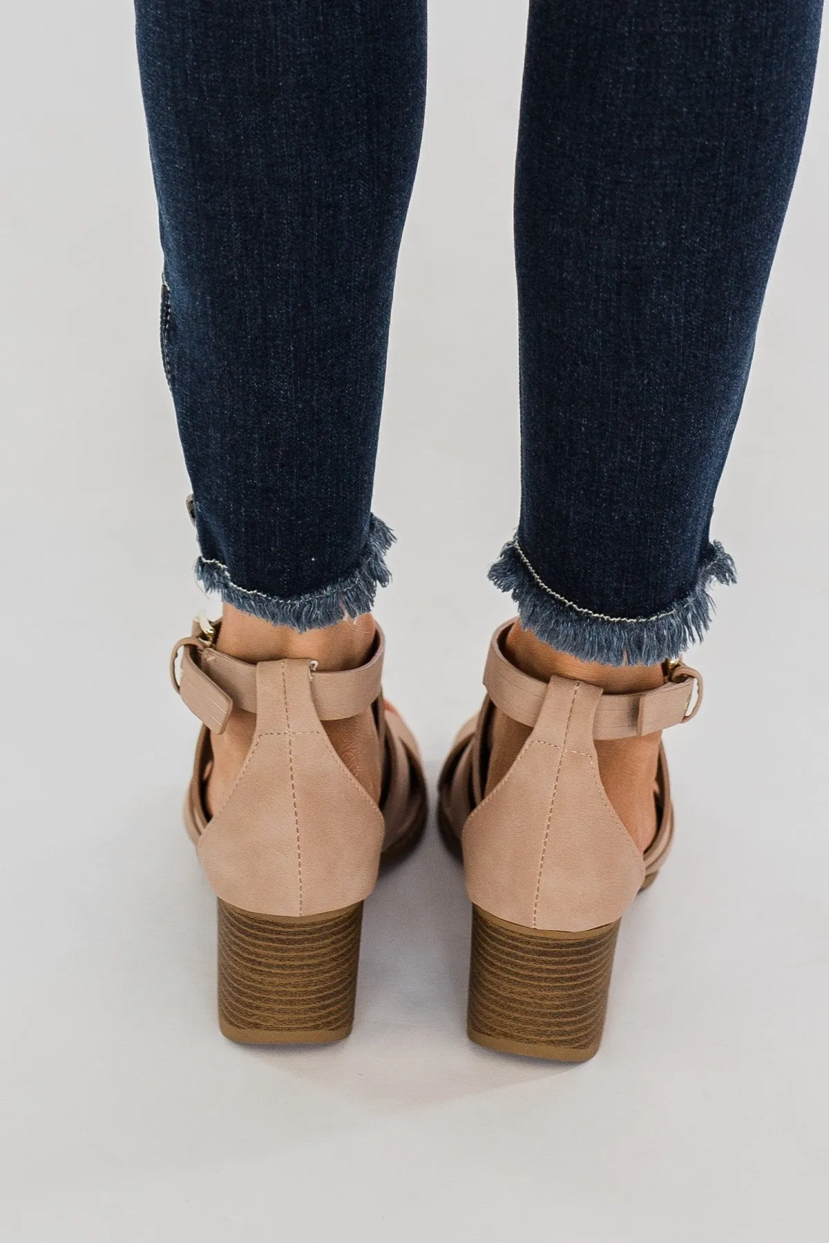 Qupid Strappy Heels- Blush