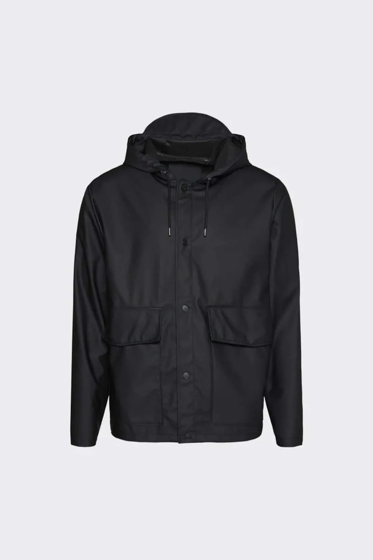 RAINS Short Hooded Coat - Black